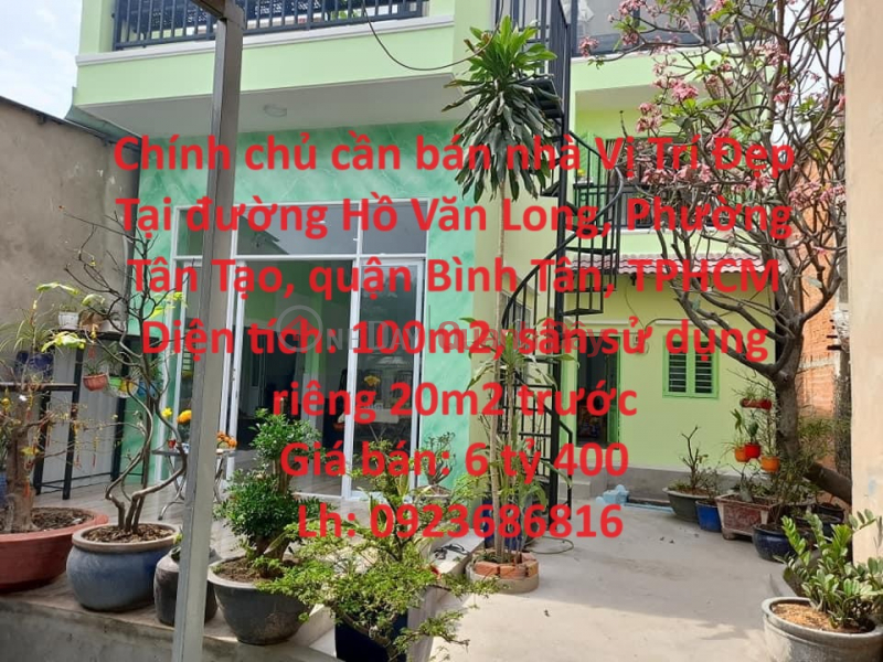 Chính chủ cần bán nhà Vị Trí Đẹp Tại quận Bình Tân, TPHCM Niêm yết bán