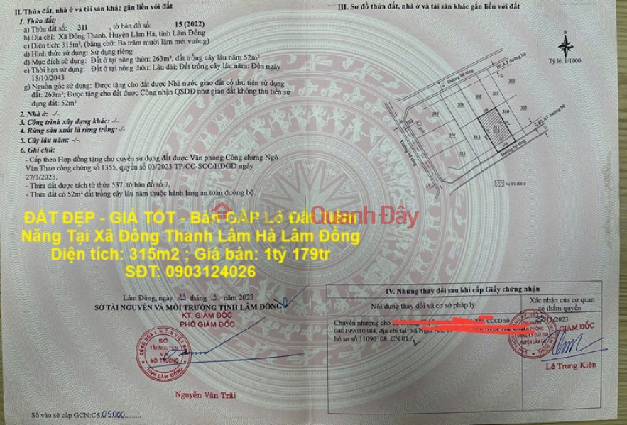 BEAUTIFUL LAND - GOOD PRICE - URGENT SALE Potential Land Lot In Dong Thanh Commune, Lam Ha, Lam Dong Sales Listings