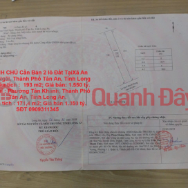 CHÍNH CHỦ Cần Bán 2 lô Đất Tại Xã An Vĩnh Ngãi Và Phường Tân Khánh, TP Tân An, Long An. _0