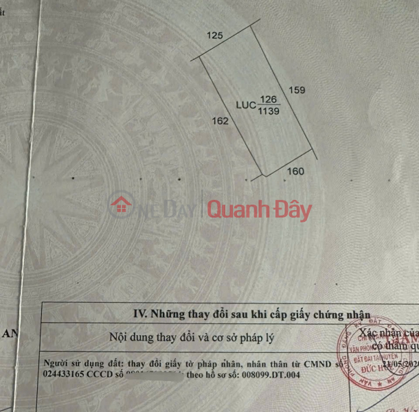 Property Search Vietnam | OneDay | Nhà ở Niêm yết bán CƠ HỘI ĐẦU TƯ GIÁ TỐT - Chính Chủ Bán Gấp Lô Đất Trồng Lúa Xã Bình Thành, Đức Huệ, Long An