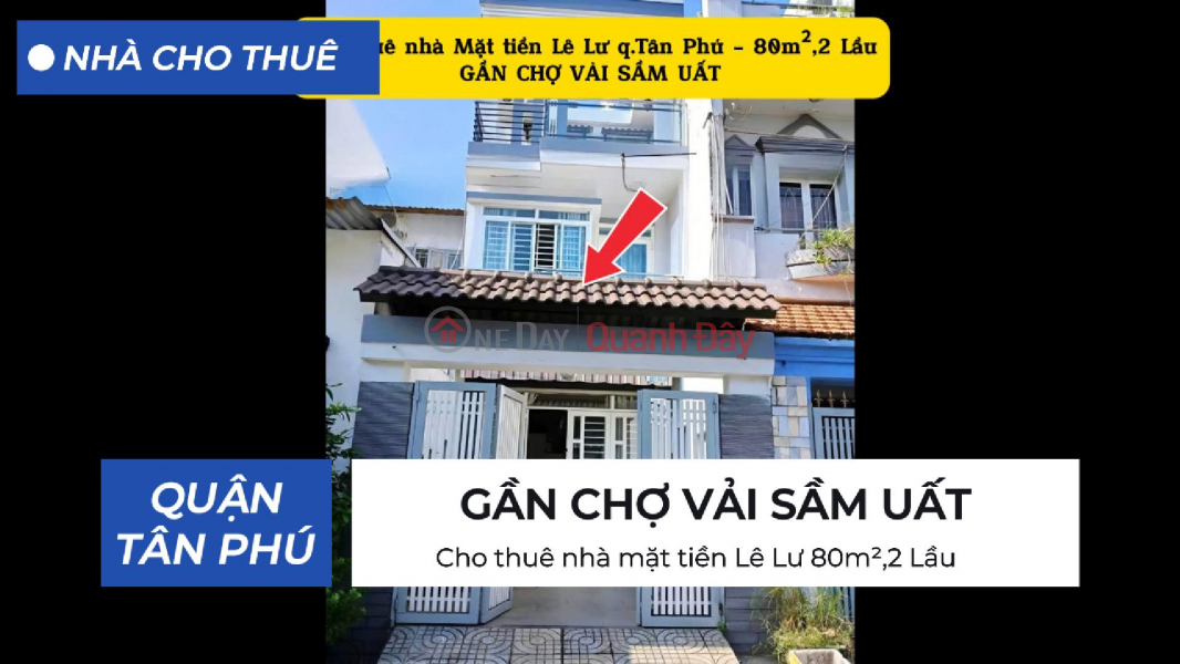 Cho thuê nhà mặt tiền Lê Lư 80m²,2 Lầu - 17Triệu Niêm yết cho thuê