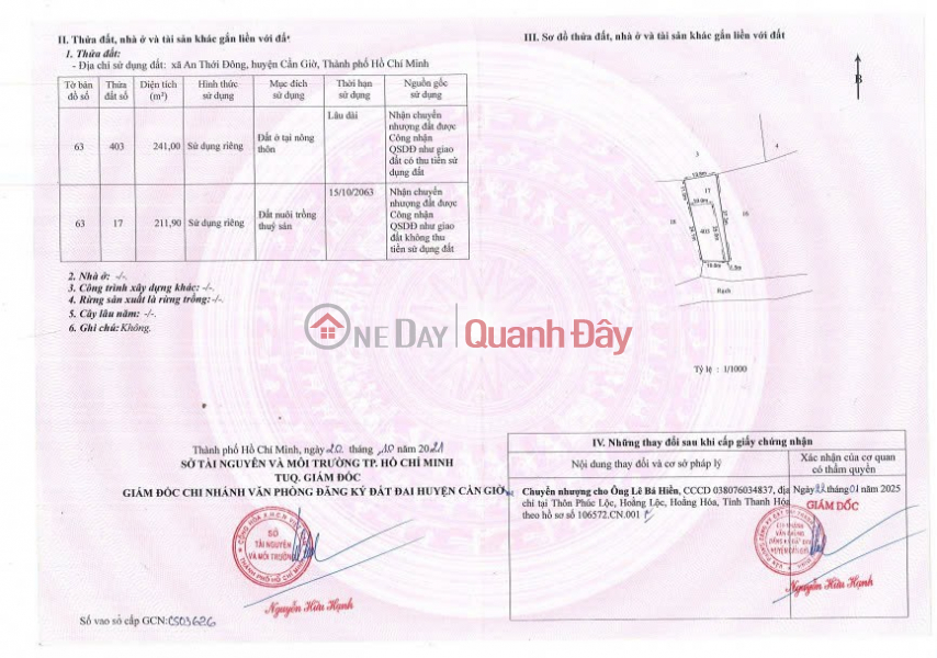 Property Search Vietnam | OneDay | Nhà ở Niêm yết bán, SỞ HỮU NGAY LÔ ĐẤT Tại Xã AN THỚI ĐÔNG, Huyện CẦN GIỜ, TP.HỒ CHÍ MINH