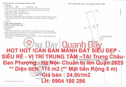 HOT HOT !CẦN BÁN MẢNH ĐẤT SIÊU ĐẸP - SIÊU RẺ - VỊ TRÍ TRUNG TÂM –TẠI Trung Châu- Đan Phượng- Hà Nội _0