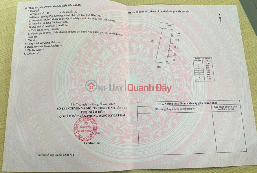 PRIME LAND - GREAT PRICE - URGENT SALE OF A PLOT OF LAND WITH HIGH POTENTIAL IN PHU KHUONG WARD, BEN TRE CITY (near CFE 999 alley) Sales Listings