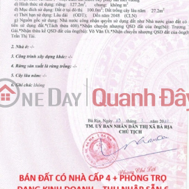 BÁN ĐẤT CÓ NHÀ CẤP 4 + PHÒNG TRỌ ĐANG KINH DOANH – THU NHẬP SẴN 6 triệu/ tháng - TP Bà Rịa _0