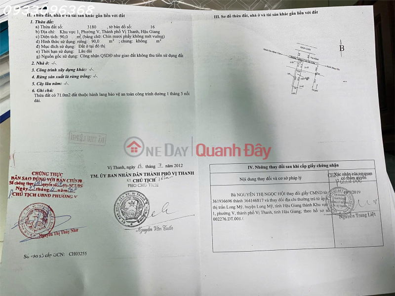 BÁN ĐẤT CÓ NHÀ – 2 BÌA RIÊNG – TP VỊ THANH, HẬU GIANG Niêm yết bán