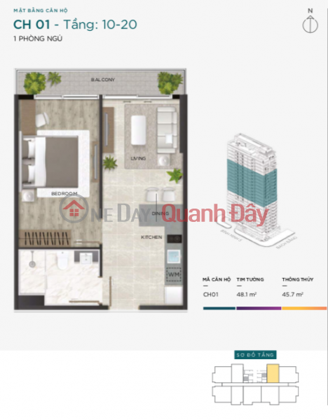 Property Search Vietnam | OneDay | Khu dân cư Niêm yết bán, Bán căn hộ 1PN tại dự án The Filmore
