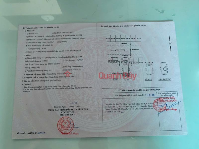 Property Search Vietnam | OneDay | Nhà ở Niêm yết bán | CHÍNH CHỦ CẦN BÁN NHANH LÔ ĐẤT TẶNG KÈM NHÀ CẤP 4 tại quận Bình Tân, TP HCM