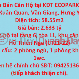 Cần Bán Căn Hộ tại KĐT ECOPARK tại Xã Xuân Quan, Văn Giang, Hưng Yên. _0