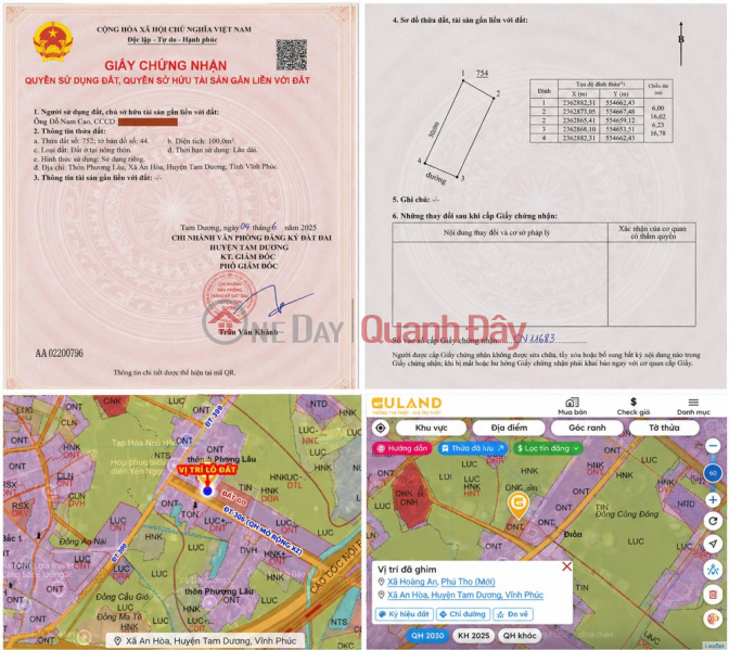 đ 1,49 tỷ, Chính chủ bán lô góc Tam Dương, Vĩnh Phúc 111m2 - Băng 2 ĐT306, Băng 2 ĐT309, đầu tư sinh lời hấp dẫn