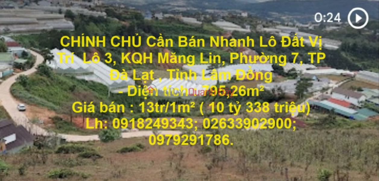 OWNER Needs To Sell Land Plot Quickly, Location In Da Lat City, Lam Dong Province Sales Listings