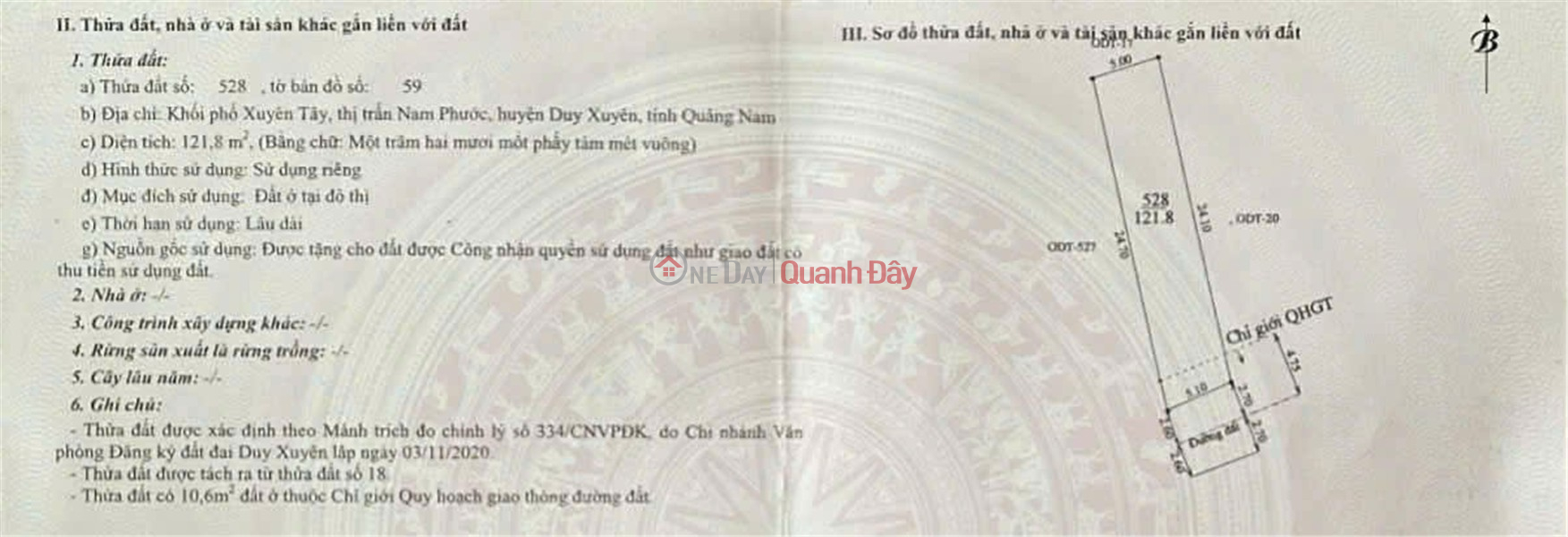 Property Search Vietnam | OneDay | Nhà ở | Niêm yết bán | HOT HOT – CHÍNH CHỦ CẦN BÁN LÔ ĐẤT – GIÁ TỐT – Tại Xuyên Tây, TT. Nam Phước, Duy Xuyên, Quảng Nam
