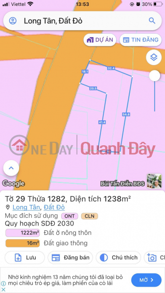 Property Search Vietnam | OneDay | Nhà ở Niêm yết bán, CHÍNH CHỦ CẦN BÁN LÔ ĐẤT Mặt Đường Tỉnh 765 Xã Long Tân, Huyện Đất Đỏ, Tỉnh Bà Rịa - Vũng Tàu.