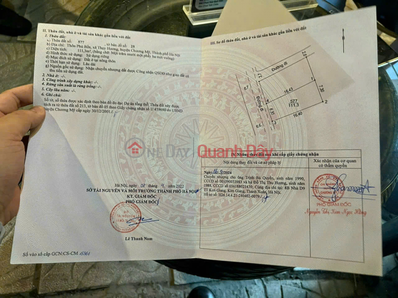 đ 3,65 tỷ, Chính chủ cần bán lô đất 111,3m phú bến thuỵ hương - Nay là Phường Chương Mỹ
