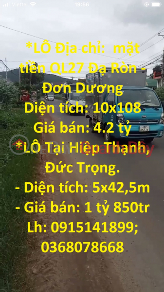 ĐẤT ĐẸP - GIÁ TỐT – Chính Chủ Cần Bán Gấp 2 Lô Đất Đẹp Tại Đức Trọng- Đơn Dương, Lâm Đồng Niêm yết bán