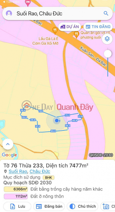 CHÍNH CHỦ Cần Bán Lô Đất Sào Ở Xã Suối Rao, Huyện Châu Đức, Tỉnh Bà Rịa - Vũng Tàu. _0