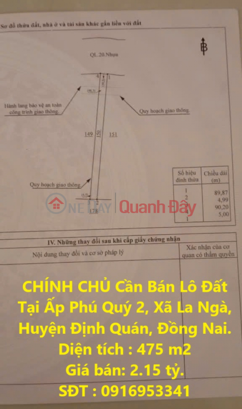 OWNER Needs to Sell Land Lot in Phu Quy 2 Hamlet, La Nga Commune, Dinh Quan District, Dong Nai. _0