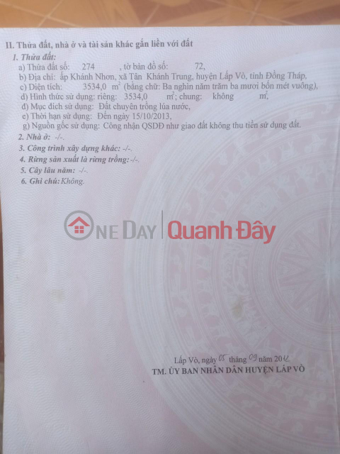 CHÍNH CHỦ Cần Bán Gấp Lô Đất Vị Trí Đẹp Tại Xã Tân Khánh Trung, Lấp Vò, Đồng Tháp _0