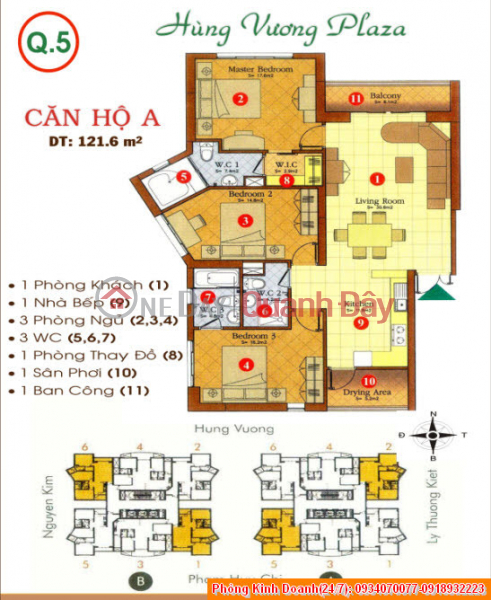 Hung Vuong Plaza 3 bedrooms fully furnished for rent