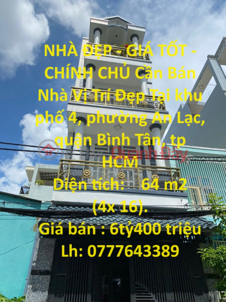 BEAUTIFUL HOUSE - GOOD PRICE - OWNER House For Sale Nice Location In Binh Tan District Sales Listings