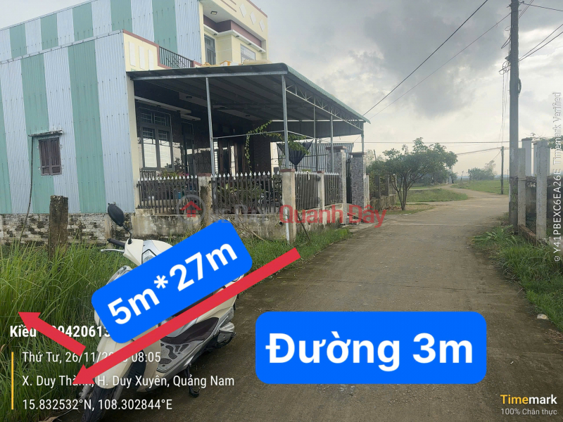 Beautiful land for sale in Van Quat village, Duy Thanh, Quang Nam. Price: 550 million VND. Vietnam, Sales, đ 550 Million