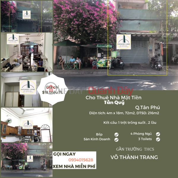 Tan Quy Front House for rent, 72m2, 2 floors, 18 million Rental Listings