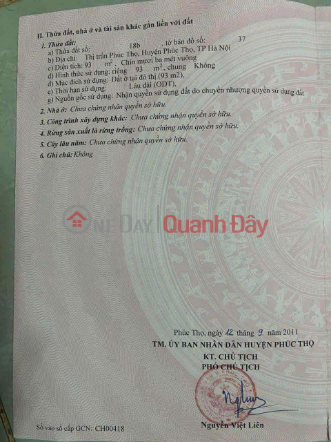 CC is selling 93m² of land in the center of Phuc Tho, Hanoi. _0