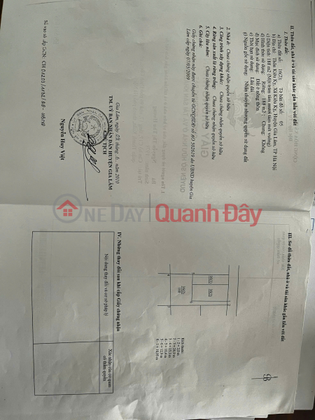 TÔI CẦN BÁN 188 M2 KIÊU KỴ - GIA LÂM, GIÁ CHỈ 43 tr/m2 LH 0985865658 Niêm yết bán