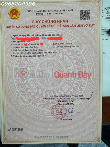 Property Search Vietnam | OneDay | Residential | Sales Listings Selling a beautiful plot of land in An Cu, Dinh Hoa, Ninh Binh, area 124.8m2, price 3.6 billion VND.