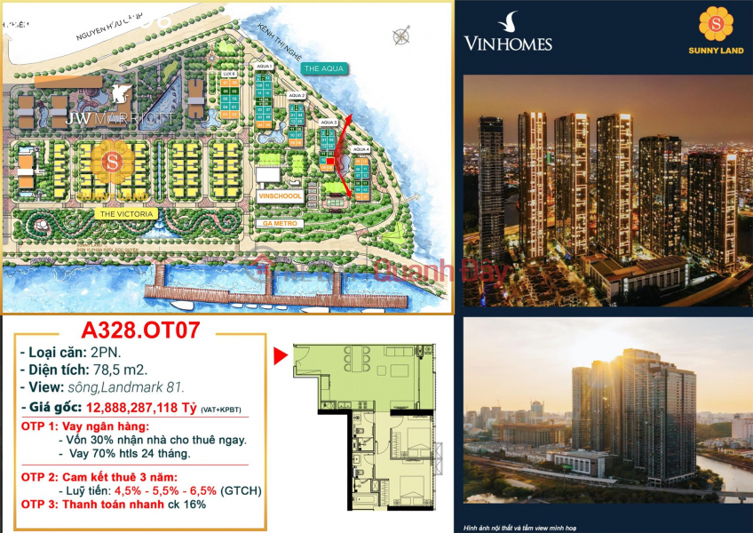 Final 2-bedroom apartment Vinhomes Golden River, investor price, 79m2 only 10.8 billion view LandMark Sales Listings