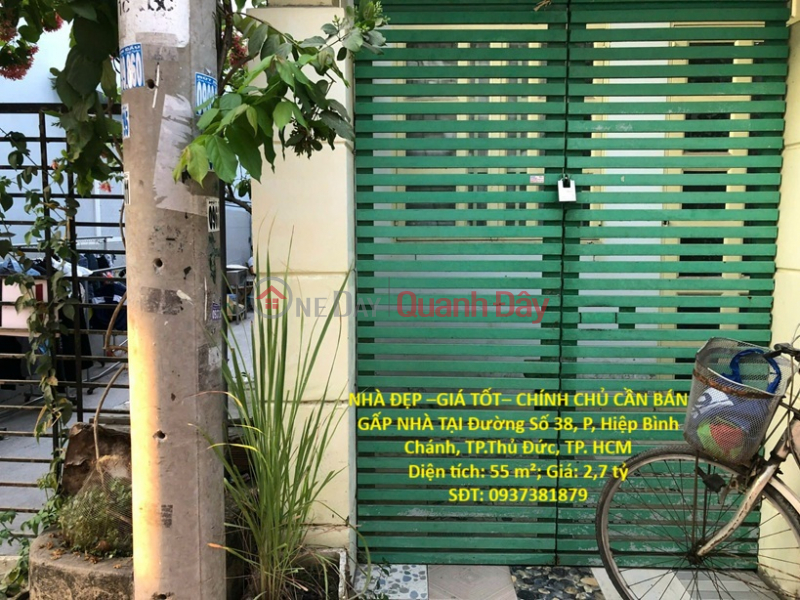 NHÀ ĐẸP –GIÁ TỐT– CHÍNH CHỦ BÁN GẤP NHÀ TẠI Đường Số 38, P, Hiệp Bình Chánh, TP.Thủ Đức, TP. HCM Niêm yết bán