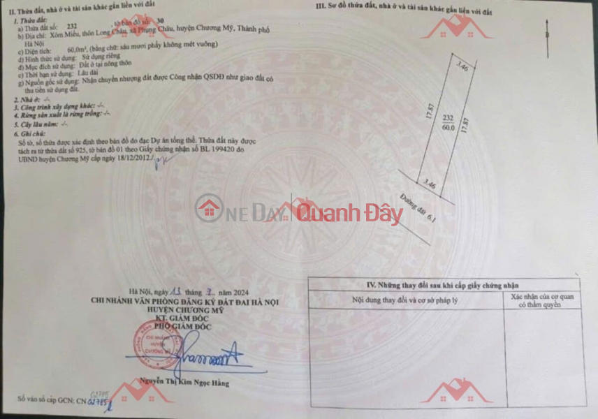 đ 10 triệu | HÀNG FO 60M TẠI PHỤNG CHÂU-CHƯƠNG MỸ-HÀ NỘI