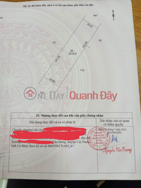 Property Search Vietnam | OneDay | Residential, Sales Listings | Due to Business Capital Stuck - Owner Needs to Quickly Sell Land Lot in Tan Hung Commune, Cai Nuoc District, Ca Mau