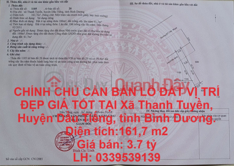 CHÍNH CHỦ CẦN BÁN LÔ ĐẤT VỊ TRÍ ĐẸP GIÁ TỐT TẠI Dầu Tiếng, Bình Dương .LH 0339539139 _0