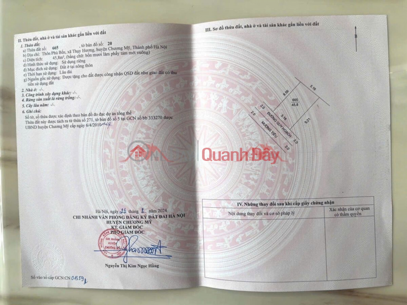đ 2,5 tỷ | CHÍNH CHỦ CẦN TIỀN BÁN LÔ ĐẤT ĐƯỜNG RỘNG 10M GIÁ 2TY5 ĐẤT TẠI THỤY HƯƠNG-CHƯƠNG MỸ-HÀ NỘI
