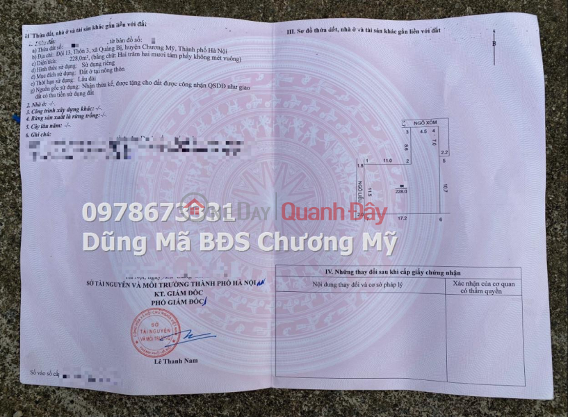 PRICE ONLY 2TY4 TO OWN BEAUTIFUL LOT OF LAND IN QUANG BI-CHUONG MY Vietnam Sales, đ 2.4 Billion