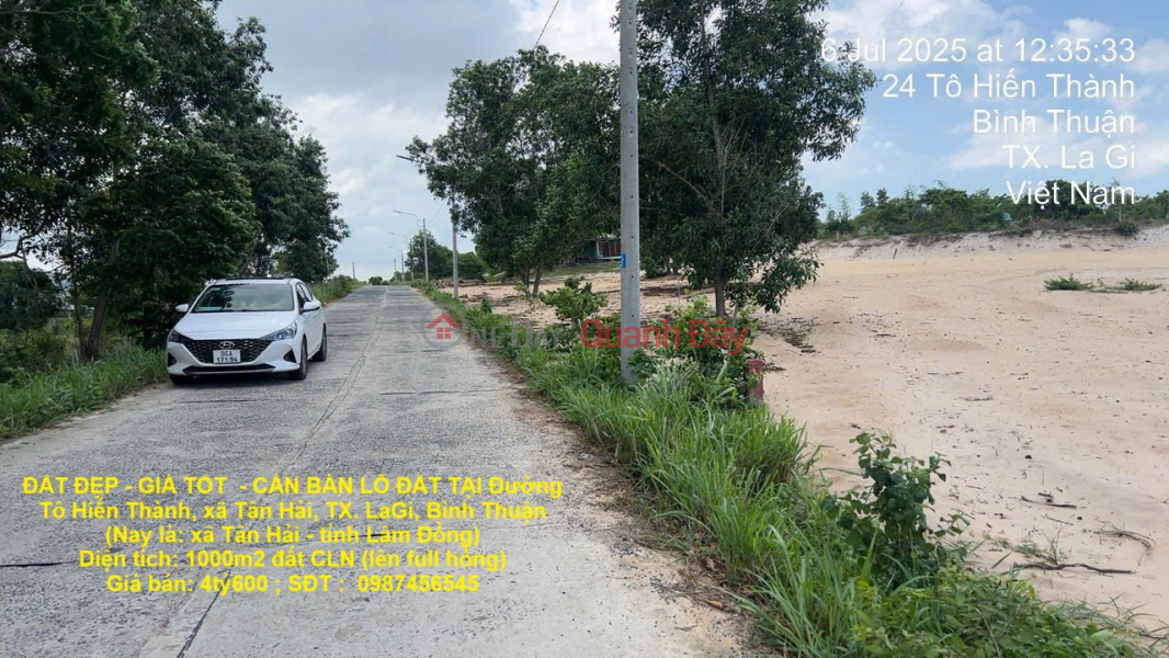 BEAUTIFUL LAND - GOOD PRICE - NEED TO SELL LAND LOT ON To Hien Thanh Street, Tan Hai Commune, LaGi Town, Binh Thuan Sales Listings