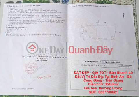 ĐẤT ĐẸP - GIÁ TỐT - Bán Nhanh Lô Đất Vị Trí Đắc Địa Tại Bình An - Gò Công Đông - Tiền Giang _0