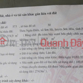 LAND FOR SALE - PRIME LOCATION - GOOD PRICE - Ngan Dien Hamlet, Son Ha Commune, Son Hoa District, Phu Yen Province _0