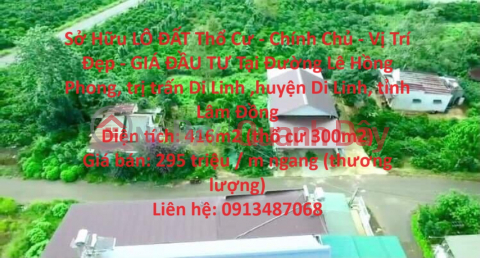 Own a RESIDENTIAL LOT OF LAND - Owner - Beautiful Location - INVESTMENT PRICE In Di Linh - Lam Dong _0