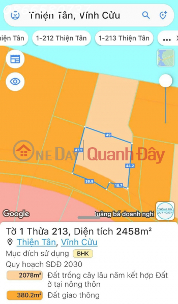 Property Search Vietnam | OneDay | Nhà ở | Niêm yết bán, Chính chủ cần bán đất bến thủy nội địa tại Vĩnh Cửu chỉ hơn 5tr/m2 - đường bê tông