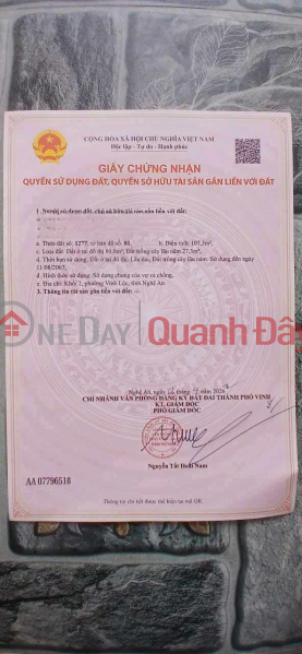 Land for sale in Hamlet 2, Nghi Phong, near Vinh University Campus 2. Sales Listings