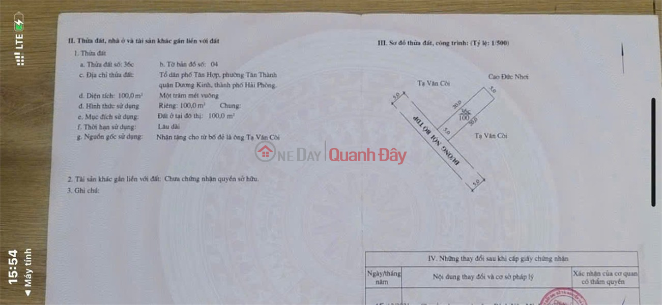 Land for sale in Tan Thanh – Duong Kinh – Price 2.x billion VND. 5m wide alleyway. Rare opportunity in a residential area. ZALO 0567 222 555 Sales Listings