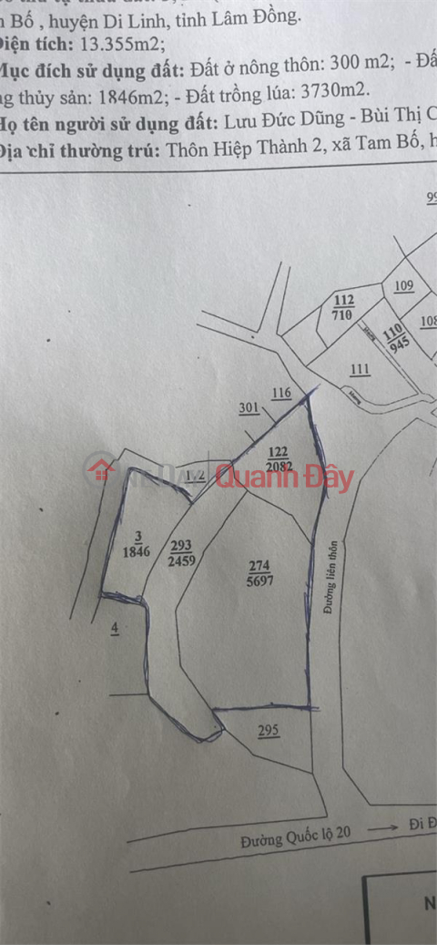 OWN 1 OF 14 LOT OF LAND IN BEAUTIFUL LOCATIONS - EXTREMELY PREFERENTIAL PRICES IN Tam Bo, Di Linh _0