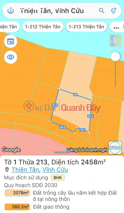 Owner needs to sell inland waterway land in Vinh Cuu for only over 5 million\/m2 - concrete road _0