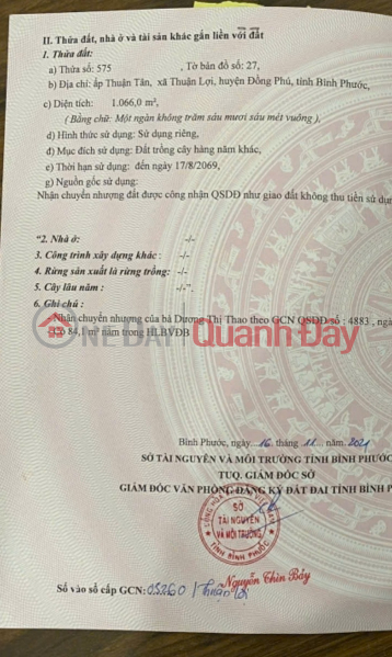 URGENT SALE - I, THE OWNER, NEED TO SELL THIS PLOT OF LAND URGENTLY AT A SUPERB PRICE. Located in Dong Phu District, Binh Phuoc Province. | Vietnam | Sales, đ 1.1 Billion