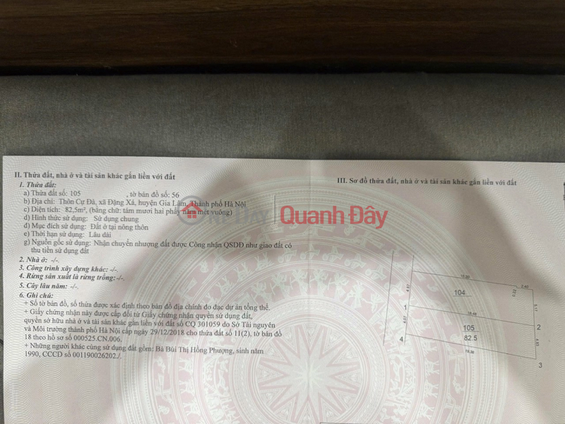 Property Search Vietnam | OneDay | Residential | Sales Listings | OWNER'S LAND - SUPER INVESTMENT PRICE IN Dang Xa Commune, Gia Lam, Hanoi