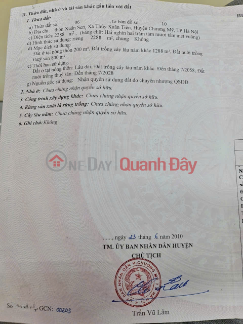 CHÍNH CHỦ BÁN LÔ ĐẤT ĐẸP tại thôn Xuân Sen, xã Thủy Xuân Tiên, Chương Mỹ, Hà Nội _0