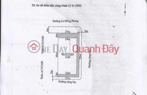 Bán lô đất 1485M mặt đường Lê Hồng Phong Hải An _0