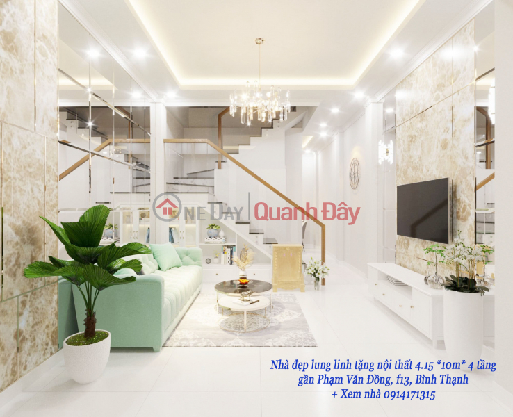 Bán nhà mới đẹp , tặng nội thất cao cấp 42m2* 4 tầng gần Phạm Văn Đồng, F13, Bình Thạnh Niêm yết bán